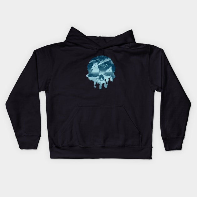 Blue Sea Of Thieves Skull Design Kids Hoodie by IndieTeeshirt